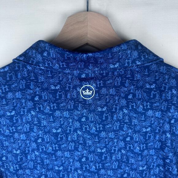 Peter Millar Men's Size L Polo Golf Shirt Casual Collared All Over Print - Picture 4 of 8